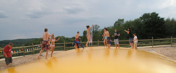 Kids have so much fun on the giant jumping pillows that we added a second one, at Lewis Farm Market, Corn Maze & Petting Zoo in New Era, Michigan, north of Grand Rapids.