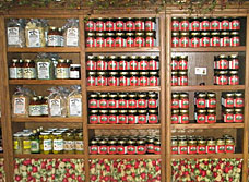 Jams, jellies, salsas, and dressings Country Gifts and Pantry at Lewis Farm Market, Corn Maze, & Petting Farm, New Era, Michigan, n of Grand Rapids